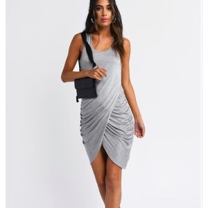 Cute Grey Wrap Midi Dress